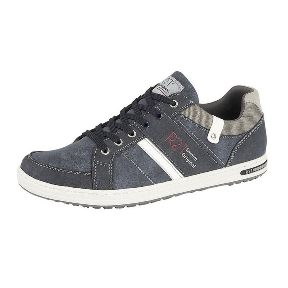 Route 21 Mens Denim Original Lace Up Casual Sneakers / Navy